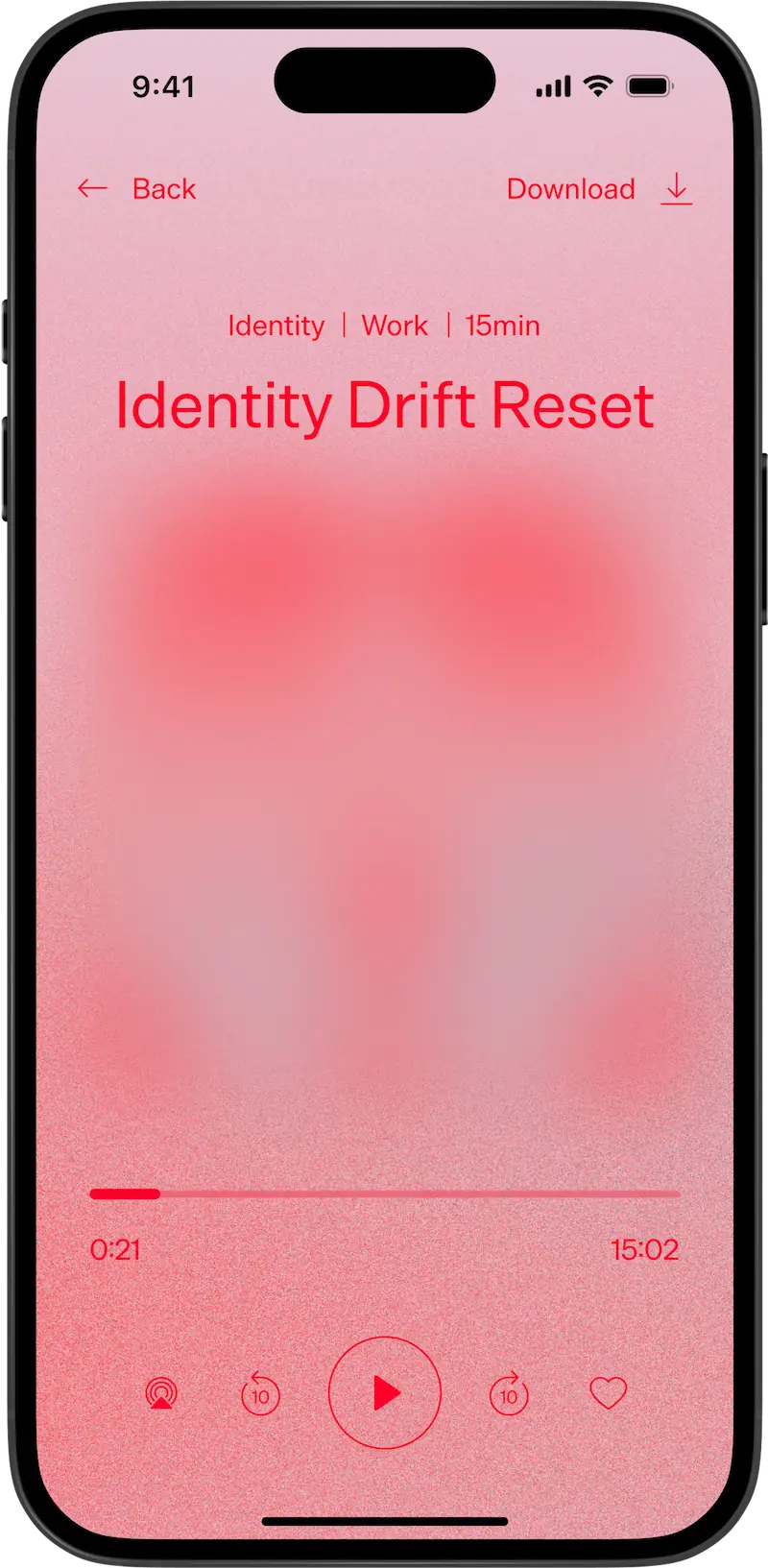 The MTHR app playing a practice from the Identity pillar.