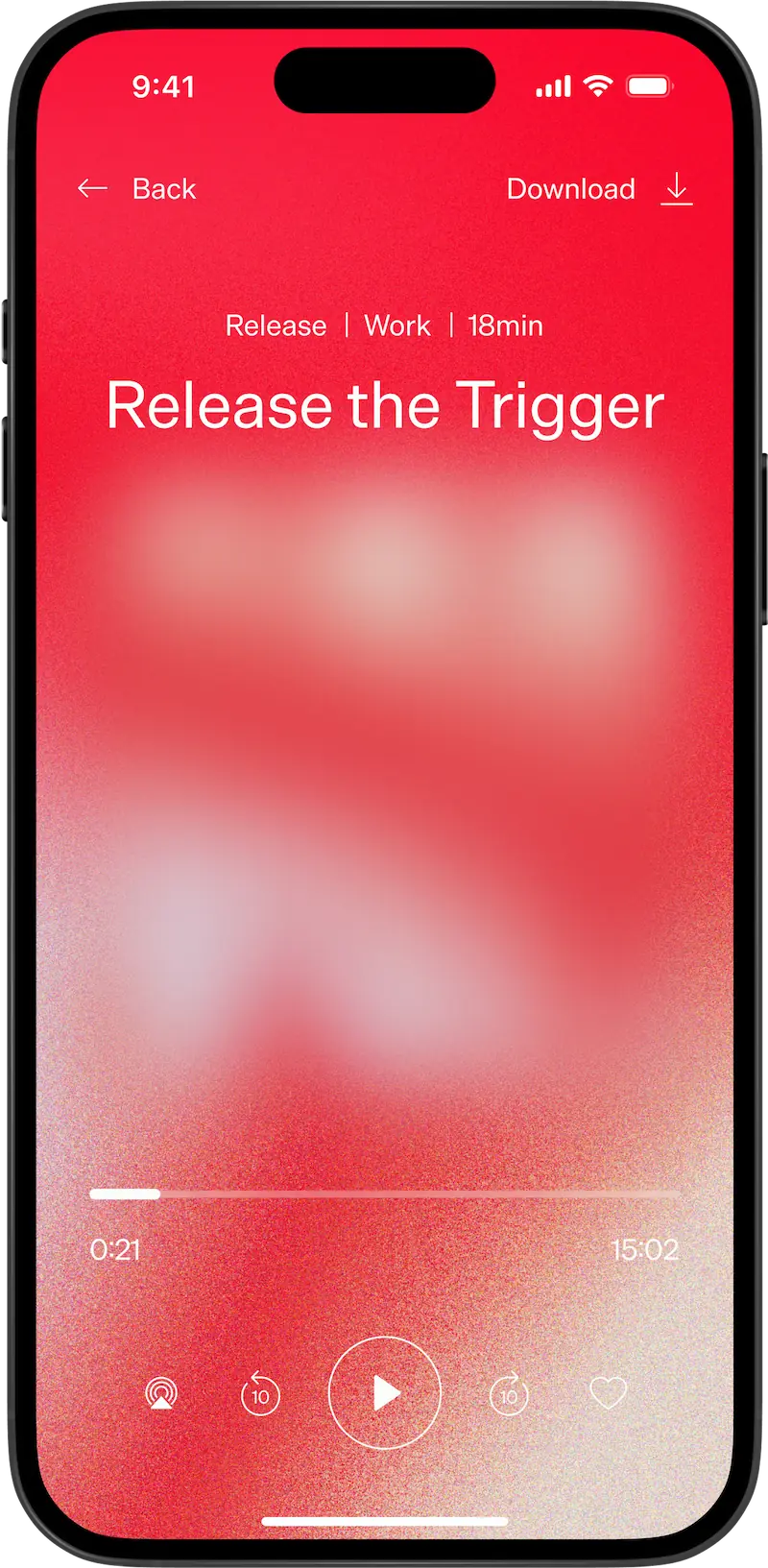 The MTHR app playing a practice from the Release pillar.