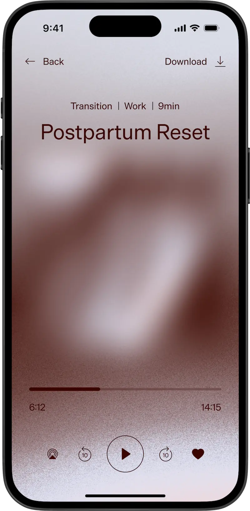 The MTHR app playing a practice from the Transition pillar.